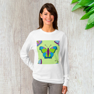 Camiseta Padrão de Borboleta em Remendo no Verde