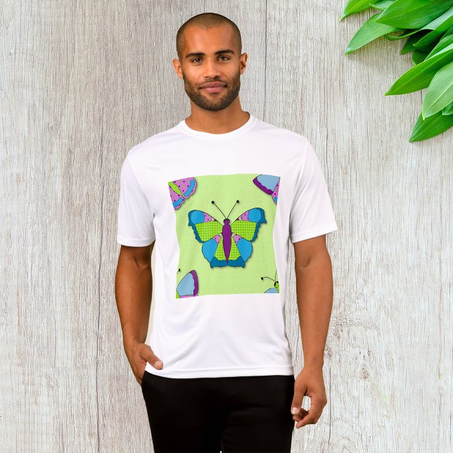 Camiseta Padrão de Borboleta em Remendo no Verde (Criador carregado)