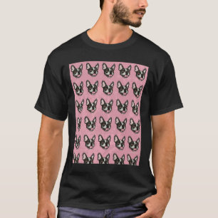 Camiseta Padrão de Boston Terrier rosa