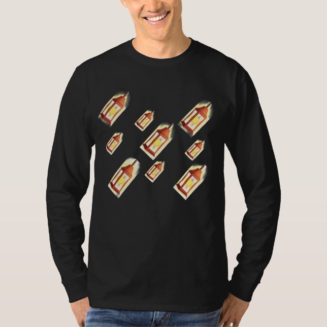 Camiseta Padrão de Brilho de Lanterna Flutuante Design Acon (Frente)
