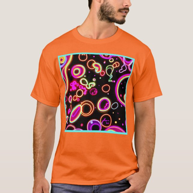 Camiseta Padrão de brilho de neon vibrante (Frente)