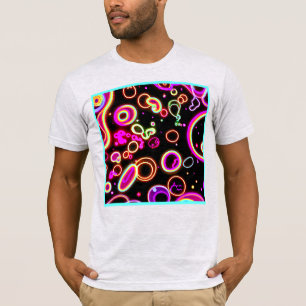 Camiseta Padrão de Brilho Neon Vibrante