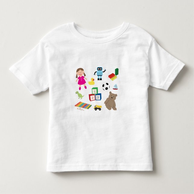 Camiseta Padrão de Brinquedos para Crianças Bonitas (Frente)