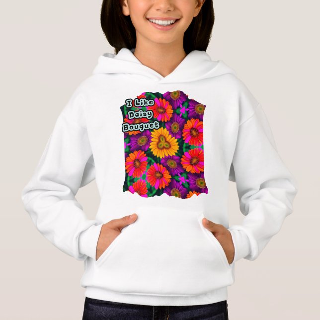 Camiseta Padrão de Buquê de margarida colorida (Frente)