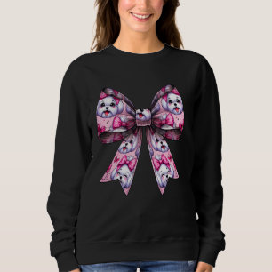 Camiseta Padrão de Cachorro Maltês com Laço de Coquete Mamã