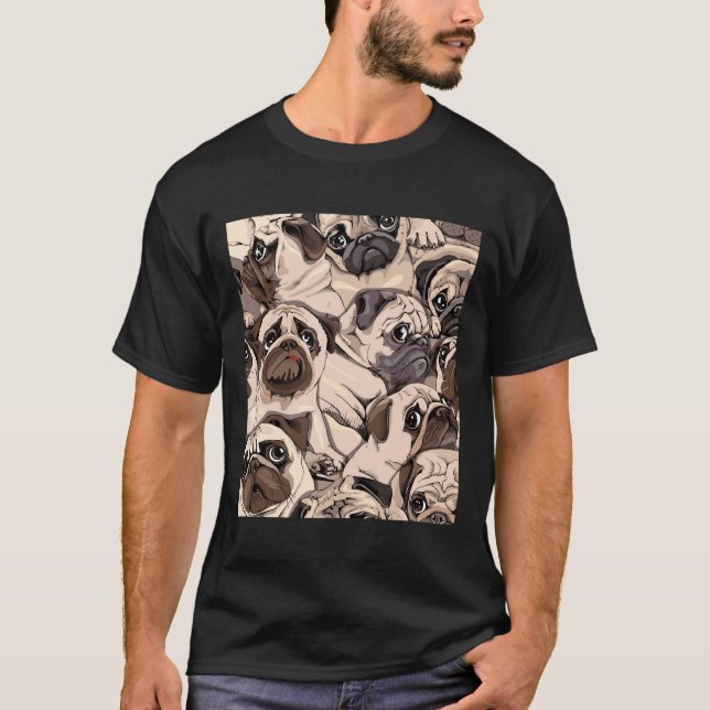 Camiseta padrão de cachorro pug fofo 320 (Frente)