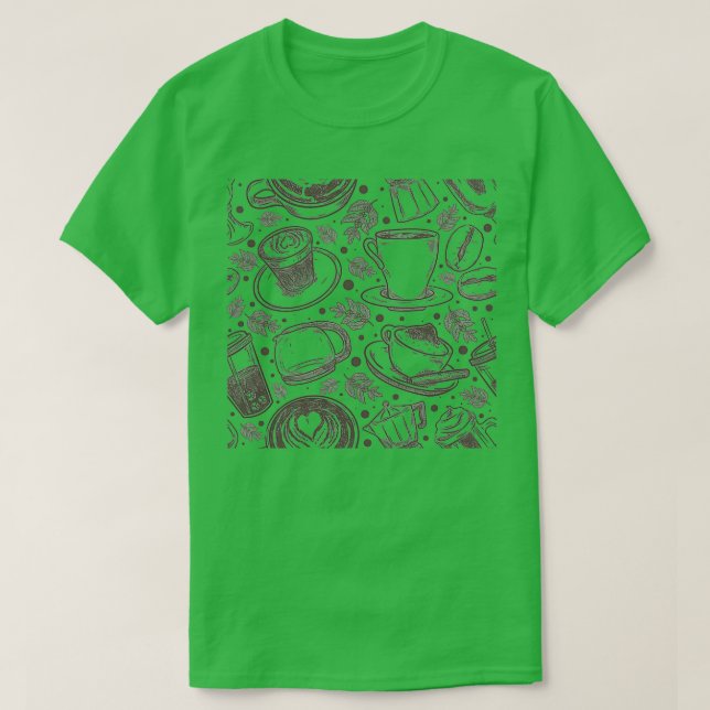 Camiseta padrão de café 2 (Frente do Design)
