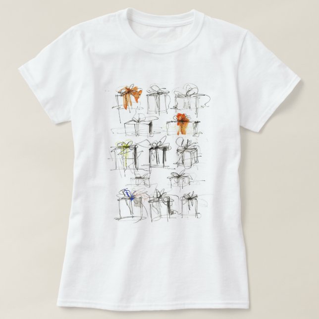 Camiseta Padrão de caixas de presente de abstrato (Frente do Design)