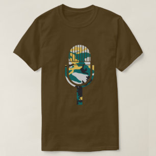 Camiseta Padrão de Camuflagem à Beira do Lago Microfone Vin