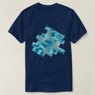Camiseta Padrão de Camuflagem BlueBlast Esboço Digital