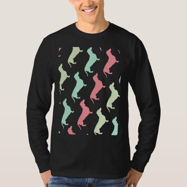 Camiseta Padrão de Cão Pastel Dachshund (Frente)