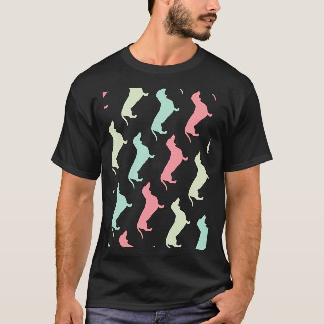 Camiseta Padrão de Cão Pastel Dachshund (Frente)