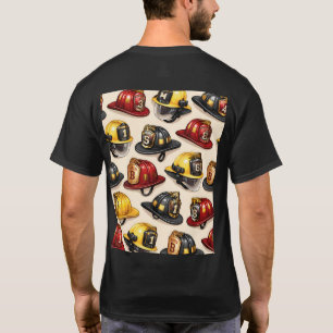 Camiseta Padrão de capacete de bombeiro título embrulho de 