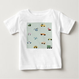 Camiseta Padrão de Carro de Transporte Fofo para Meninos Cr