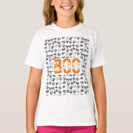 Camiseta Padrão de Caveira de Bolinho Laranja Halloween Spo