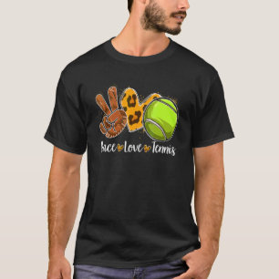 Camiseta Padrão de Chita de Tênis de Leopardo Peace Love