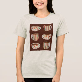 Camiseta Padrão de Círculo Quente em Xícaras de Café