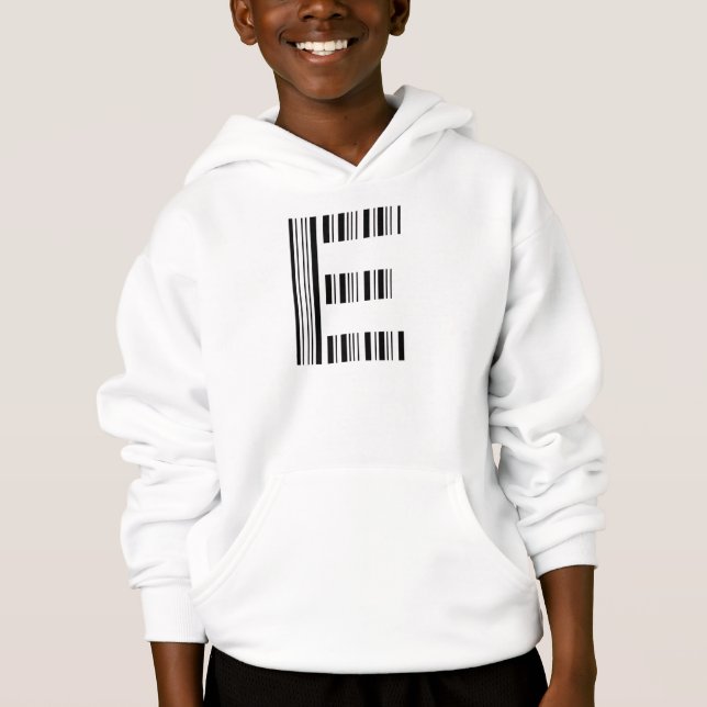 Camiseta Padrão de código de barras da primeira inicial LET (Frente)