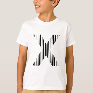 Camiseta Padrão de código de barras da primeira inicial LET