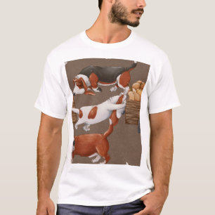 Camiseta Padrão de Colheita de Pumpkin Hound Basset