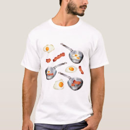 Camiseta Padrão de Comida de bacon e ovos no café da manhã