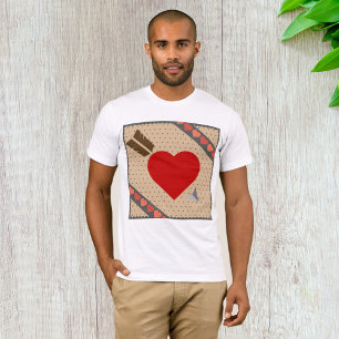Camiseta Padrão de Coração Cupido com Namorados Românticos 