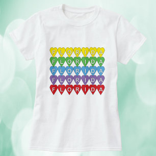 Camiseta Padrão de Corações Arco-íris da Flórida