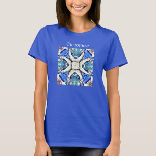 Camiseta Padrão de corações de mandala azul Thunder_Cove T-