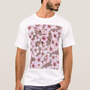 Camiseta Padrão de Cores de Água das Ramificações de Flor d
