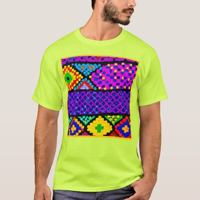 Camiseta Padrão de cores vivas (Frente)