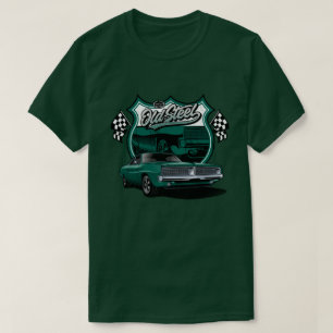 Camiseta Padrão de Corrida de Carro Antigo Clássico em Aço