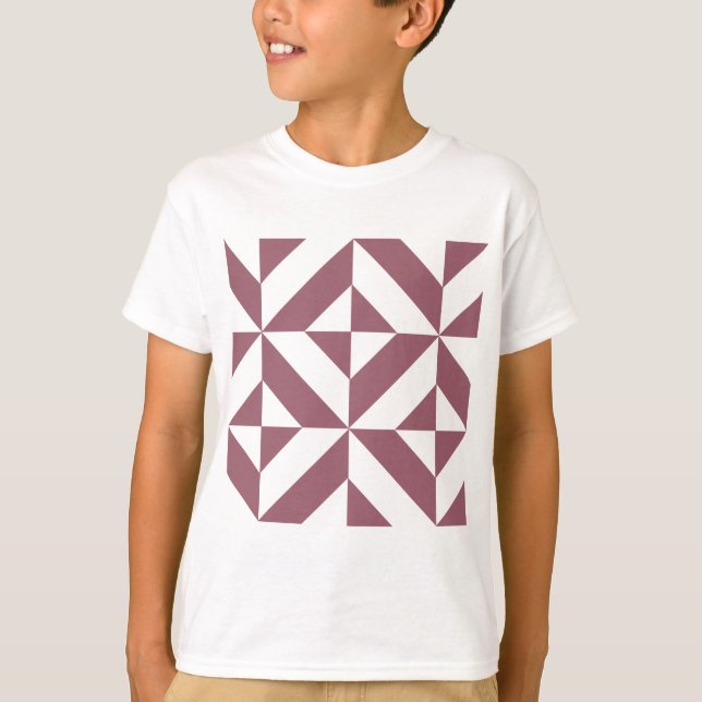 Camiseta Padrão de Cubo de Deco Geométrico de Plum (Frente)