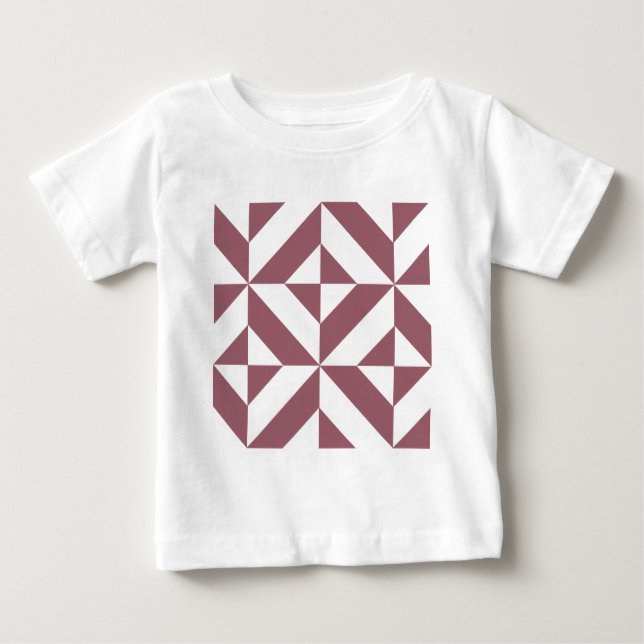 Camiseta Padrão de Cubo de Deco Geométrico de Plum (Frente)