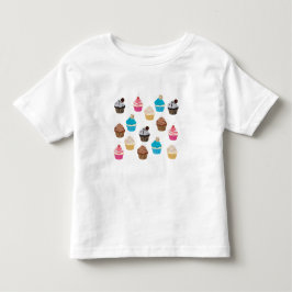 Camiseta Padrão de Cupcakes Cute Coloridos