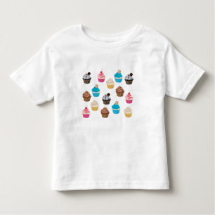 Camiseta Padrão de Cupcakes Cute Coloridos