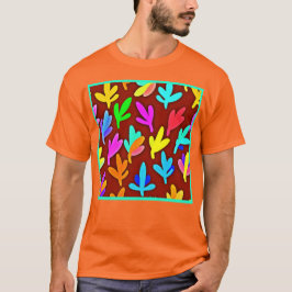 Camiseta Padrão de dança de folhas de árvore coloridas