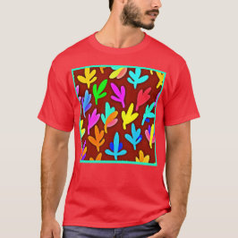 Camiseta Padrão de dança de folhas de árvore coloridas