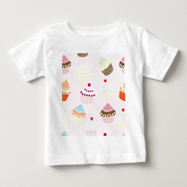Camiseta Padrão de deserto de bolos de Cupcake (Frente)
