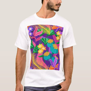 Camiseta Padrão de design floral exótico colorido