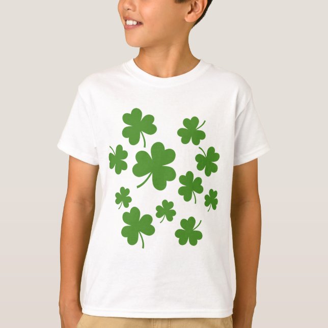 Camiseta Padrão de Dia de São Patrício Shamrock Clover (Frente)