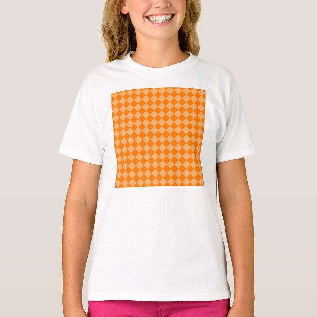 Camiseta Padrão de Diamante de Combinação Laranja STaylor (Frente)