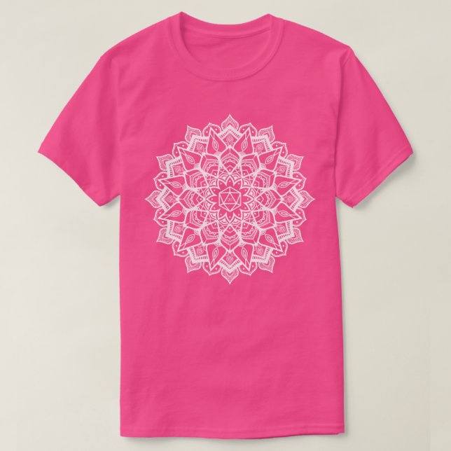 Camiseta Padrão de Dice Mandala D20 (Frente do Design)