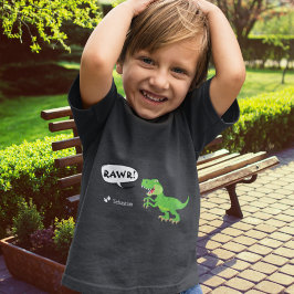 Camiseta Padrão de Dinossauro Colorido com o Nome T-Rex Boy