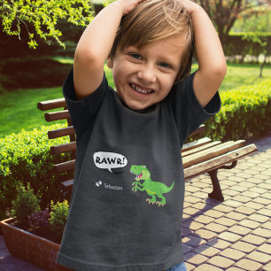 Camiseta Padrão de Dinossauro Colorido com o Nome T-Rex Boy