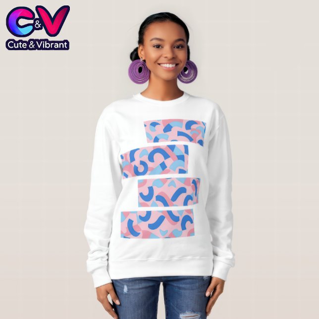 Camiseta Padrão de Doodle Dividido Rosa e Azul (Criador carregado)