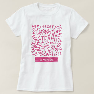 Camiseta Padrão de Doodle do Texas rosa