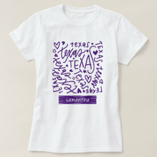 Camiseta Padrão de Doodle do Texas Roxo