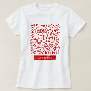 Camiseta Padrão de Doodle do Texas Vermelho