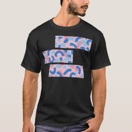 Camiseta Padrão de Doodle Rosa e Azul