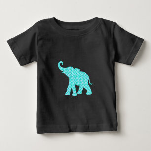 Camiseta Padrão de elefante feliz preto